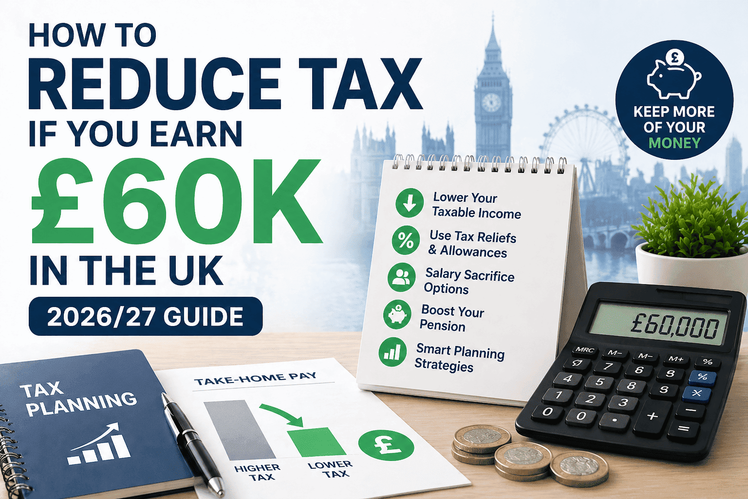 How to reduce tax on a £60,000 UK salary — 2026/27 guide